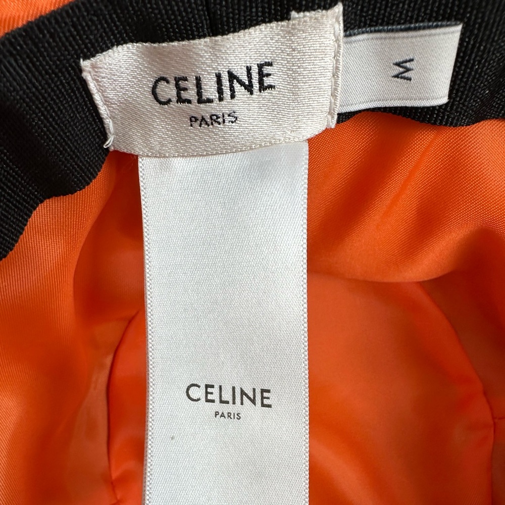 Celine black quilted nylon bucket hat white Celine Paris letters logo Medium - Picture 7 of 14